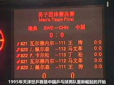 国乒经典之战!95年天津世乒赛,蔡振华带队打败瑞典、夺回冠军