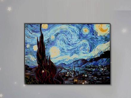 一分钟教会你画出梵高的作品《星月夜》《星空》#diy数字油画 #梵高 #梵高星空 #家居挂画 #自油自画