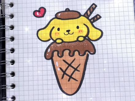 仙女就要配最萌的冰淇淋🍦布丁狗们学起来啊!#简笔画 #布丁狗