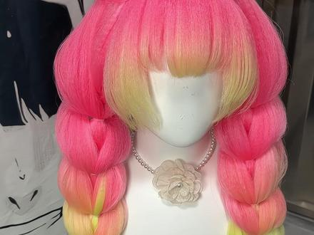 是蜜璃小蛋糕呀~#cos造型假发 #鬼灭之刃 #蜜璃甘露寺 #蜜璃假发