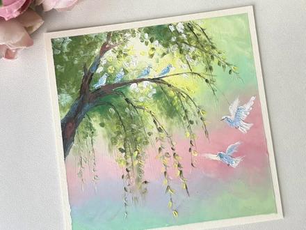 一分钟学会春日柳树白鸽|油画棒教程 枝头凝春,飞鸟衔风。让每一次目光停留,都是一次温柔的治愈。#春天的色彩 #拥抱春天主题画 #青年创作者成长计划