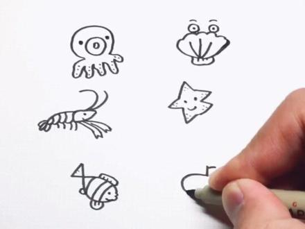 用数字0~9画10种可爱的海洋生物,学会了吗?