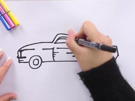 幼儿园简笔画绘画野马跑车