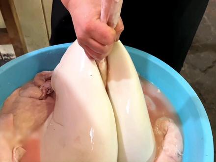用牛奶灌进羊肺,一块块白若凝脂、Q弹诱人的奶香羊肺,太香了!#抖音美食推荐官 #美食 #抖音美食 #羊肺