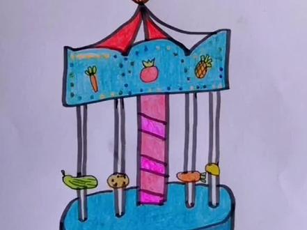 简笔画佩奇坐蔬菜旋转木马,你做的小猪佩奇为什么那么喜欢坐蔬菜旋转木马吗#简笔画#上热门#感谢抖音