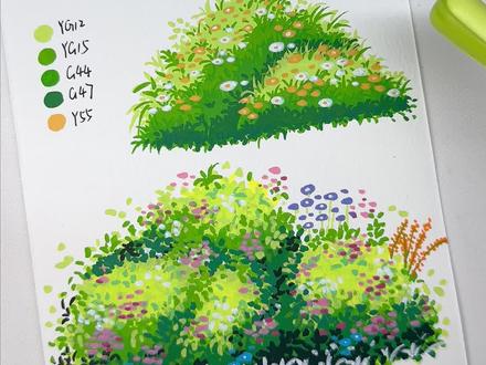 丙烯马克笔|一分钟学会画三种灌木丛🌳 🖊️:歌马丙烯马克笔
📒:掌握水彩纸32k
#简笔画 #丙烯马克笔 #零基础学画画 #绘画过程 #草丛
