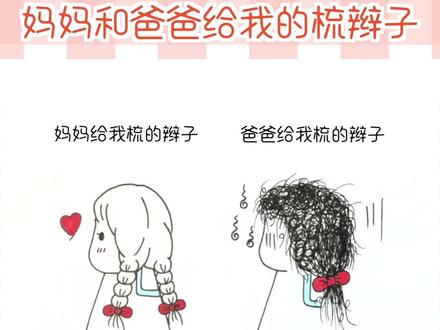 妈妈和爸爸给我梳的#辫子,结果你猜到了吗? #爸爸梳辫子 #辫子女孩 #简笔画 #儿童画 #绘画教程