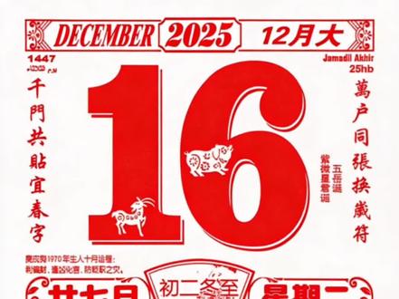 2025年12月16日星期二(日历解读)