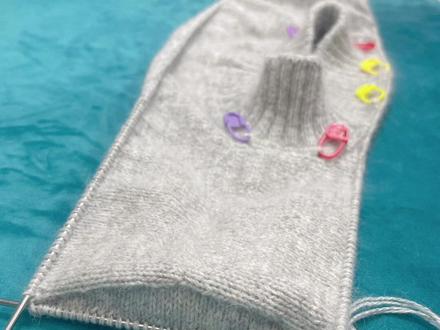 平肩自带袖毛衣教程七 袖山的挑针和引返#手工 #爱生活爱编织