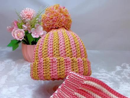 双色鱼骨帽教程2#零基础学钩针 #爱手工爱生活