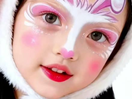 兔子妆怎么画#舞台妆 #兔子妆 #儿童脸绘教程 #儿童彩绘