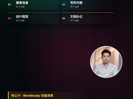 WorkBuddy必备Skill:76 个高频技能一次看懂 我把 我常用的76 个高频实用 skill 按用途分好类了:搜信息、写文章、生图片、做 PPT、管文档、办公自动化,照着挑效率翻倍。
#ai工具 #workbuddy #codex #skill