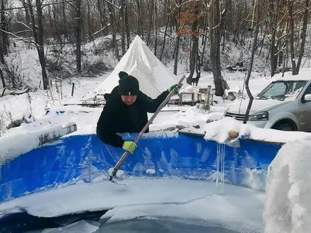 东北养蛙人冬天都要干的事,林蛙越冬冬眠去了#现场实拍 #长白山 #农村 #优质农产品 #林蛙