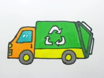 垃圾清运车简笔画教程;垃圾车简笔画教程;清运车简笔画教程#简笔画 #画画 #交通工具简笔画 #垃圾车简笔画 #零基础学画画