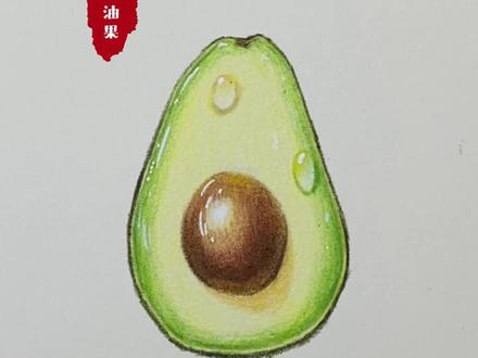 有手就会的彩铅牛油果~快试试吧!#画画 #彩铅 #手绘 #画渣 #素描