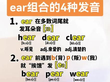 小学英语自然拼读音标字母ear组合发音规律#小学英语