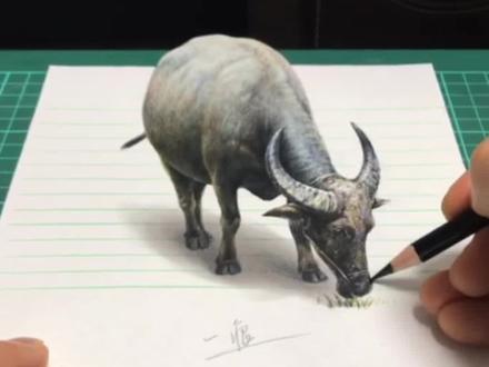 男子因绘画太逼真,被誉为现代的神笔马良#高手在民间#3D立体画#绘画