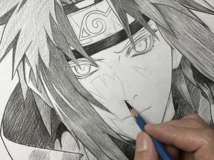 停了好久的波风水门原声素描排线画法终于画完。 #绘画过程 #日常瞎画 #波风水门 #写轮眼 #跟着抖音学画画 @抖音小助手