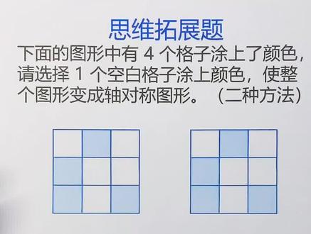 三年级数学下册第一单元思维拓展题 三年级数学下册生活中的运动现象,轴对称图形思维拓展题,做这类题目的关键是:
1.概念:一个图形沿着一条直线对折后,直线两边
的部分能完全重合,这条直线叫对称轴(画虚线),这个图形就是轴对称图形。
2.知识点:四方形有4条对称轴。#小学数学思维教学 #三年级数学下册 #轴对称图形 #三年级数学重点难点 #小学英语天空老师