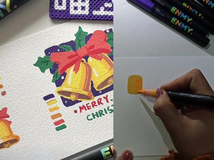 圣诞节过完了,我才刷到这个神仙铃铛画教程…主打一个错峰过节是吧🎄
原版:@喵艺生(绘画🎨) #丙烯马克笔 #圣诞手绘 #错峰画画1