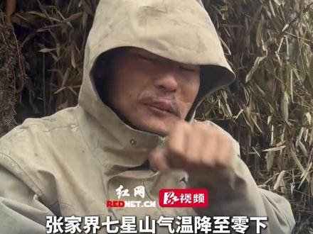 11月17日 湖南张家界七星山气温降至零下,荒野求生进入“抗冻”阶段,工作人员已实行24小时一对一守护。