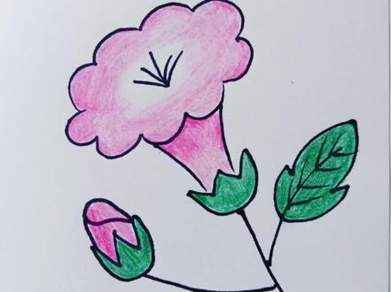 #热门话题 #简笔画 #简笔画教程 #简笔画画 #牵牛花 简笔画《牵牛花》