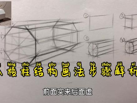八棱柱怎么画?八棱柱结构画法教程,猜猜下一个出场的是哪个几何体呢?🤓🤓🤓#绘画教程 #零基础学画画 #素描基础 #绘画