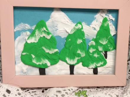 儿童亲子美术《松柏》用粘土来画画吧@抖音小助手 #创意美术 #儿童画