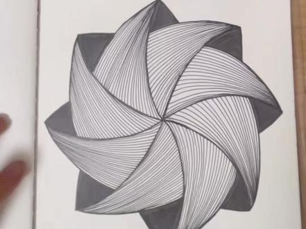 第251幅,小年快乐🎉今天画的是禅绕画中的一个非常基础的图案“风车”#自学画画打卡 #精神画手 #跟着抖音学画画 #解压禅绕画