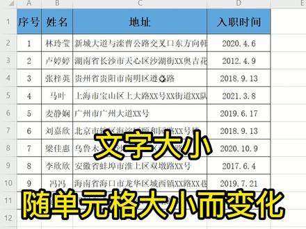 文字大小随单元格大小变化而变化#excel #wps