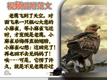 三年级语文下册 第八单元习作 这样想象真有趣 胆小的老鹰 300字#三下第八单元习作这样想象真有趣 #这样想象真有趣胆小的老鹰 #胆小的老鹰作文300字