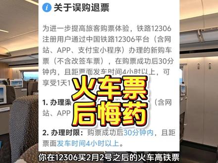 铁总送的后悔药?火车票高铁票错购免费退! #12306