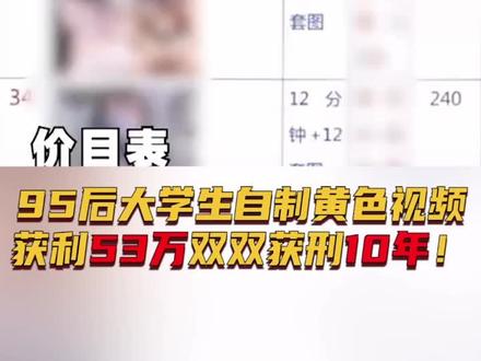 95后大学生自制“小黄片”,两年间非法获利53万元,双双获刑10年#奇闻 @DOU+小助手 你怎么看?