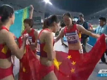 2014仁川亚运会女子4×100米接力!中国队打破亚运会记录夺冠!太强势了……#田径 #4×100米接力 #韦永丽
