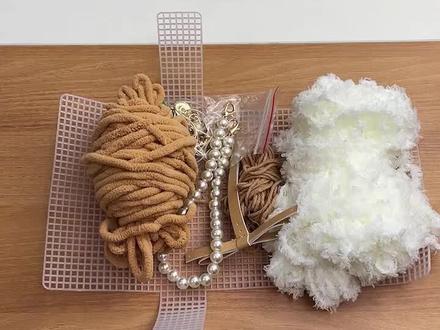 绒圆球冰条包教学视频(第一部分)#编织包 #diy #手工diy #少女心好物 #毛线编织