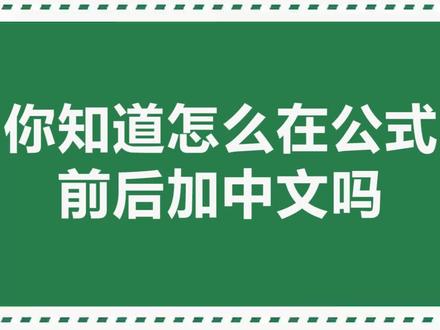 #excel技巧 在公式前后加中文#excel