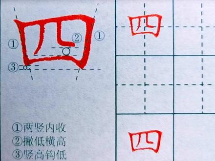 “四”扁宽型的字,第二笔是“横折”笔画可以带“钩” #硬笔楷书 #规范字书写 #每日一字 #硬笔书法 #练字技巧