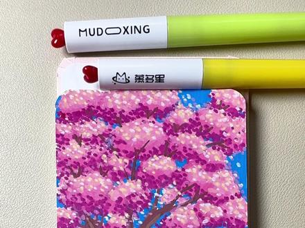 丙烯马克笔画春天的樱花树 🖌️:慕多星丙烯马克笔,📒:慕多星翻翻乐#治愈系#手绘#零基础学画画#丙烯马克笔绘画#慕多星丙烯马克笔