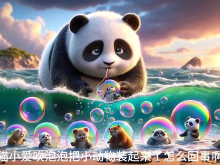 熊猫小爱收神奇集彩虹水#学生党 #熊猫 #搞笑视频
