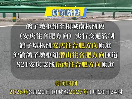 #交通 合安高速部分路段已封闭!