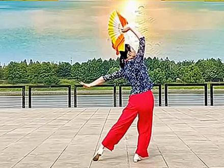 #花与影老师原创 扇子舞〖美丽中国〗#瓦瓦老师背面演示