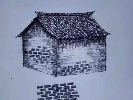 #老房子画 墙面的画法,你想好了吗#炭笔画 #家乡风景画