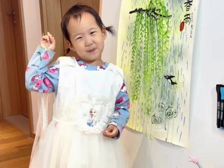 三岁宝宝画《春雨》 下雨天一起来画春雨吧~#宝宝学画画0到3岁 #幼儿美术创意画 #晒晒人类幼崽画的画 #画画其实很简单 #艺术启蒙