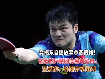 樊振东自愿放弃参赛资格!伦敦世乒赛团体名单:王楚钦、孙颖在列 #伦敦世乒赛