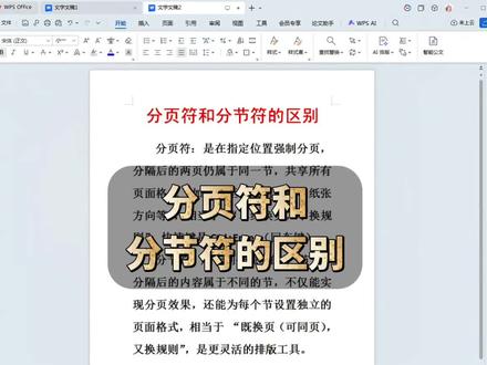 分页符和分节符的区别#word文字排版 #Word#WPS#office#办公技巧