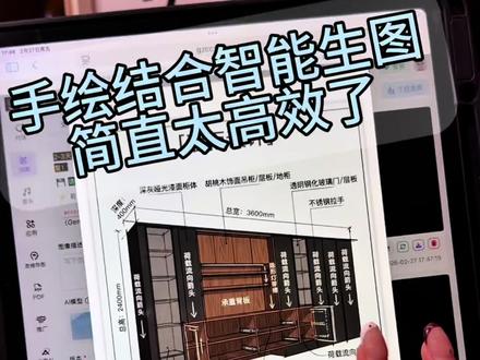 iPad 手绘餐边柜画法 #全屋定制#室内ipad手绘#Ai #效果图#设计师