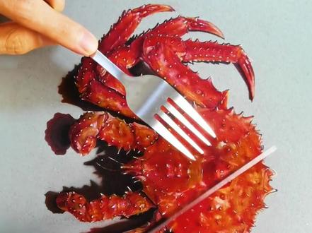 画一只帝王蟹#绘画教学 #海鲜 #手绘 #绘画