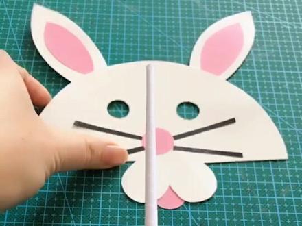 适合幼儿园孩子的【兔兔🐰面具】手工✌️@抖音小助手 #热门 #手工 #送你一剪纸的春天 #折纸 #剪纸