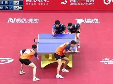 今天不剪那花里胡哨的了 最后两球是真的帅 这局差点上呼吸机#马龙#闫安#双打#乒超联赛
