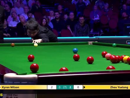 最新比赛:周跃龙顶级清红疯狂三连鞭,4:1淘汰囧哥晋级16强#斯诺克 #台球 #周跃龙 #威尔士公开赛